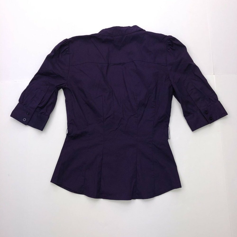 bebe Purple Ruffled Button-Front Blouse - Picture 2 of 5